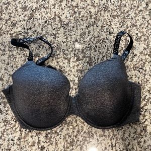 THE T-SHIRT Lightly-Lined Full-coverage Bra. Charcoal Grey 36DDD
